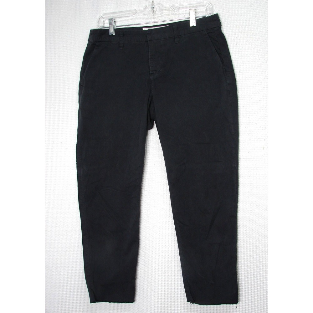 Frank & Eileen Wicklow Italian Cropped Chino Pants 6 (32x25) Raw Hem Black